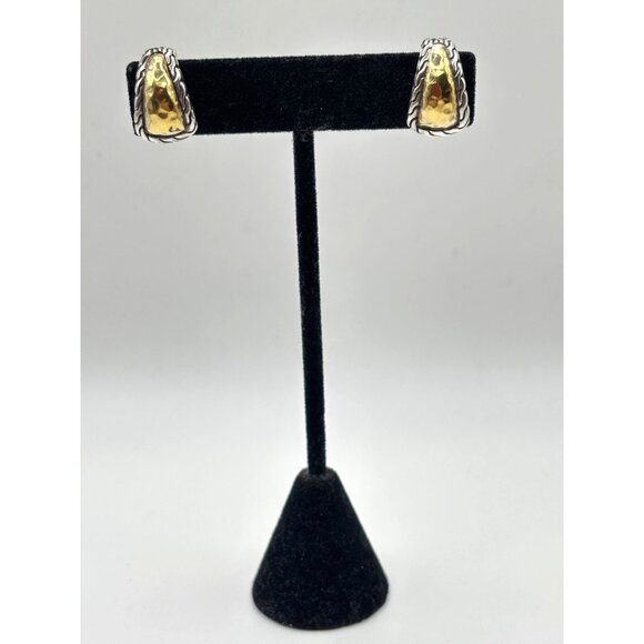 John Hardy 22K & Sterling Silver Braided Clip-On Earrings - Picture 8 of 9